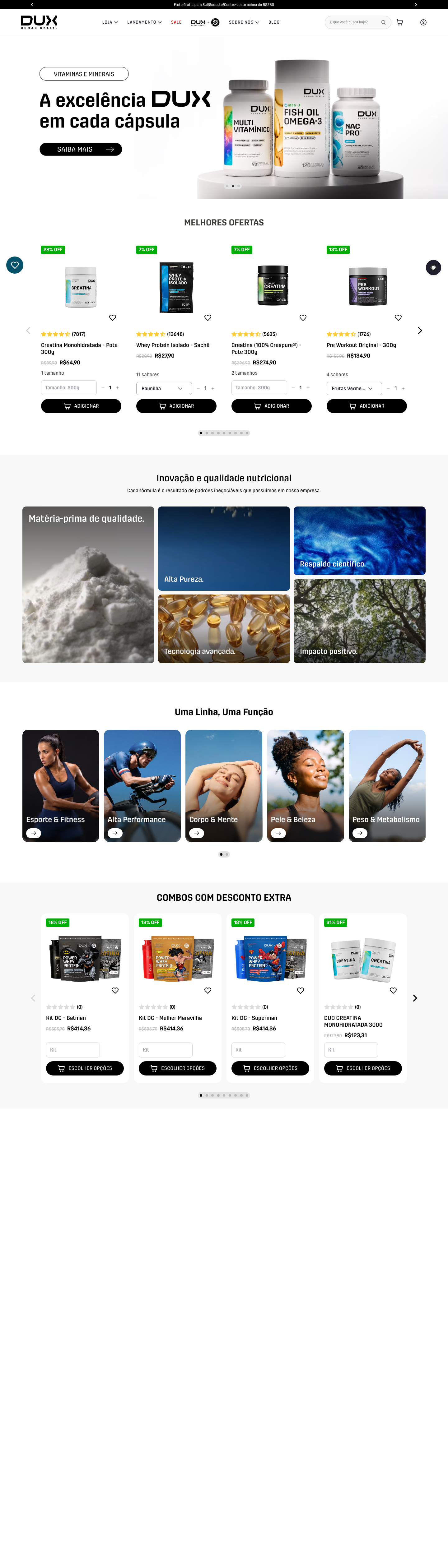 Homepage da DUX Human Health — desktop