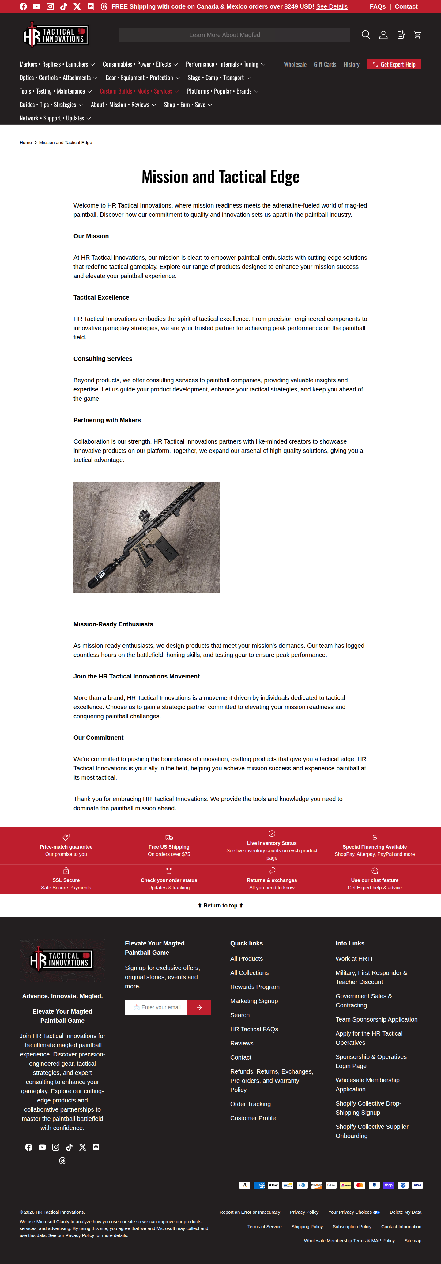 Mission and Tactical Edge brand page