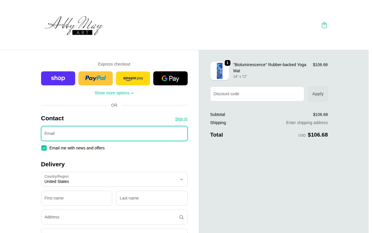 Checkout page desktop screenshot