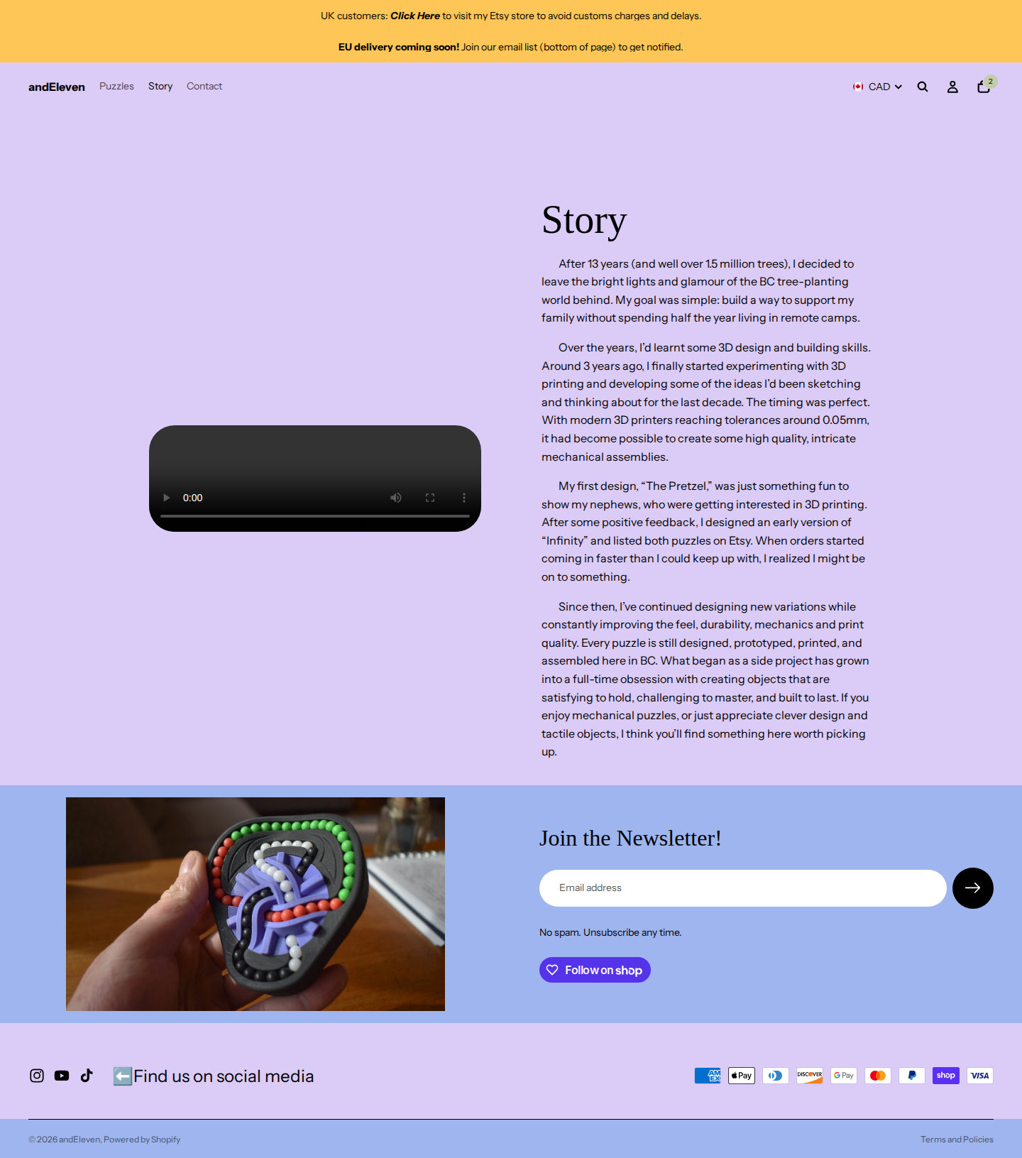 andEleven Story / About page