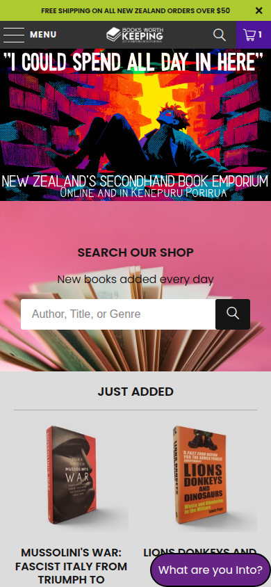 Homepage on mobile