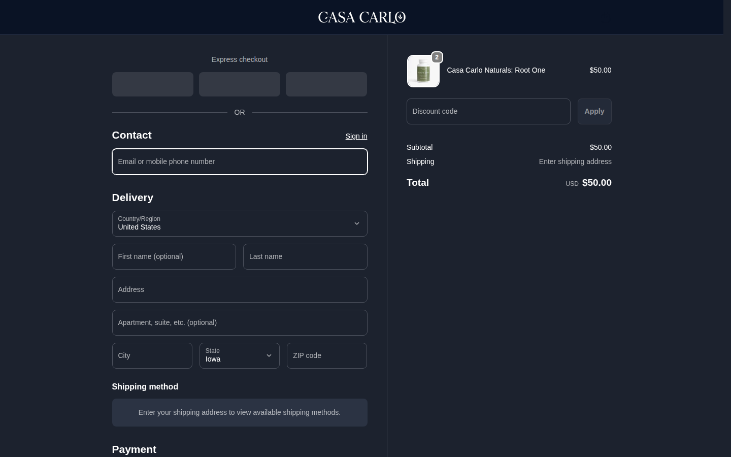 Checkout page desktop