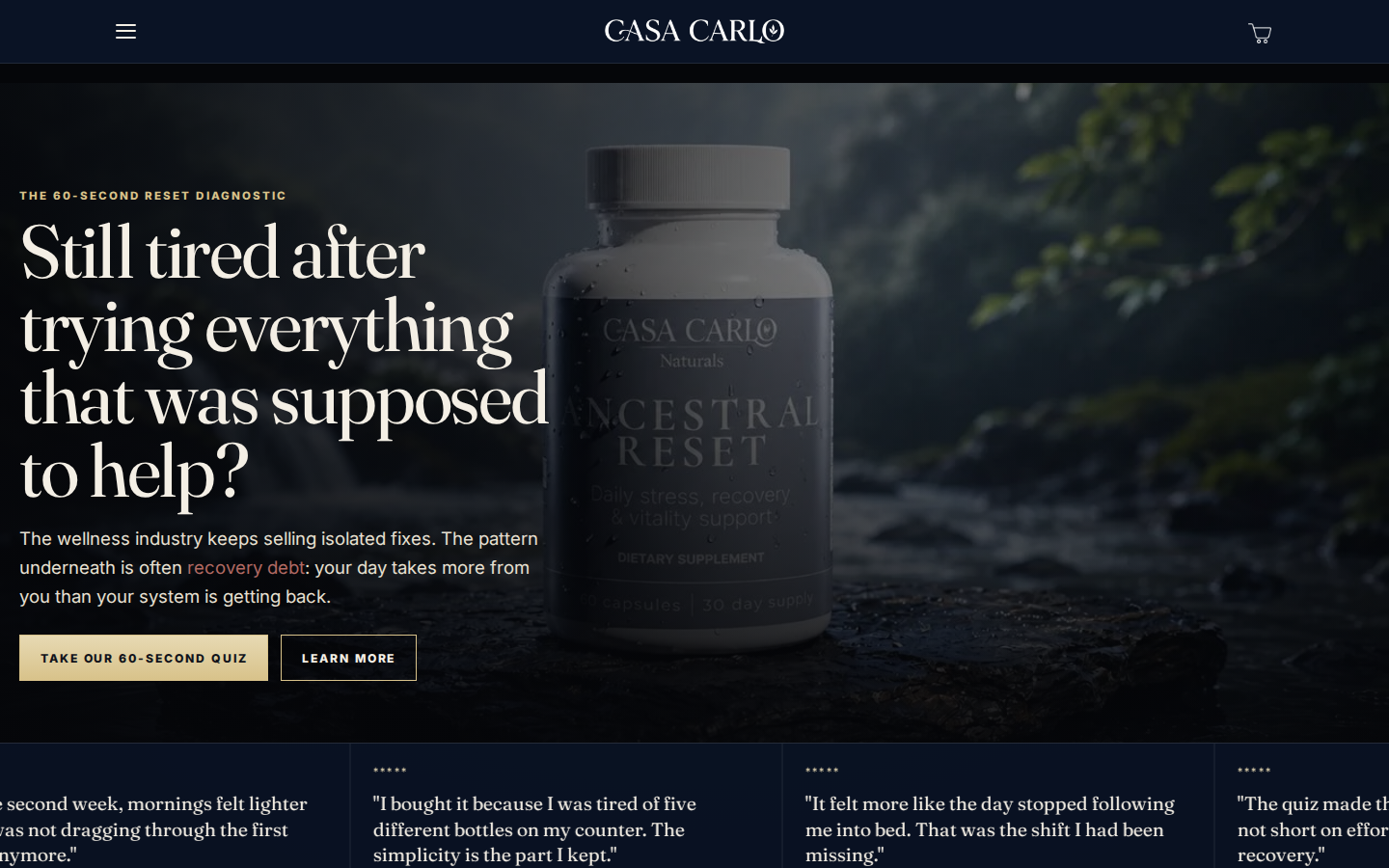 Casa Carlo homepage desktop