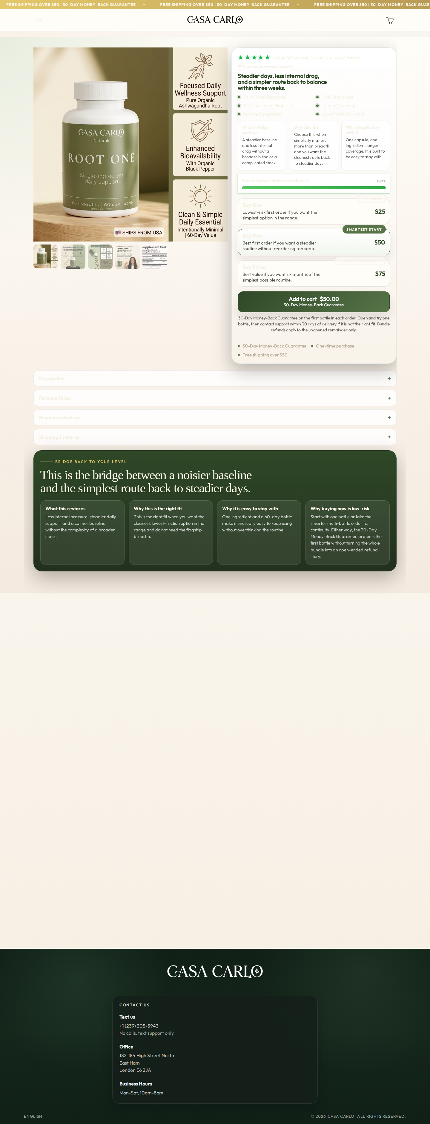 Root One product page desktop