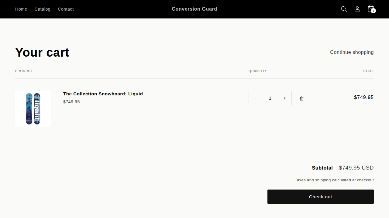 Cart page screenshot