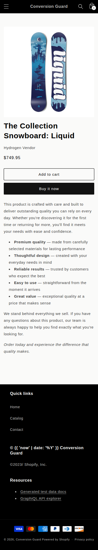 Mobile product page screenshot