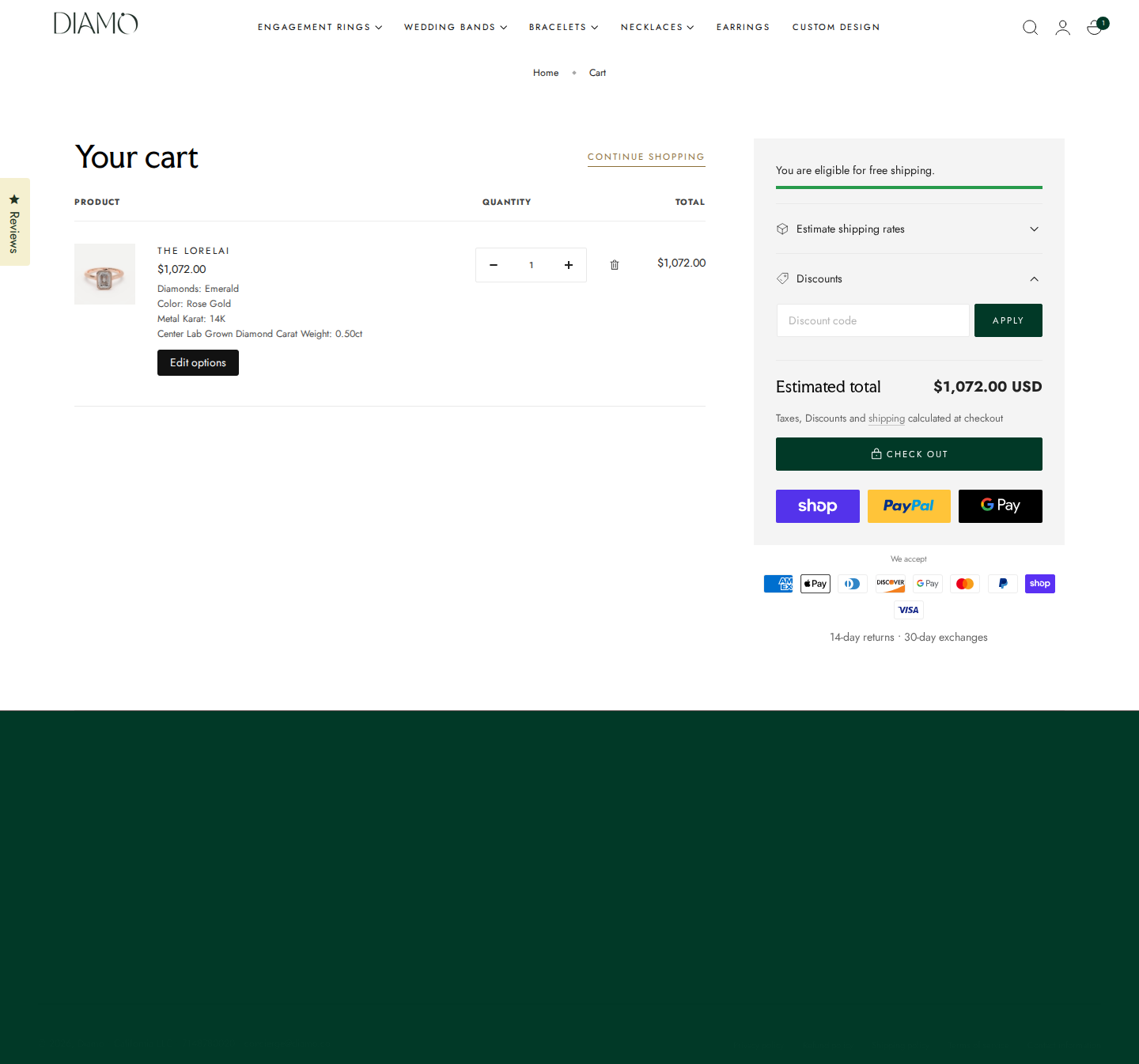 Cart page