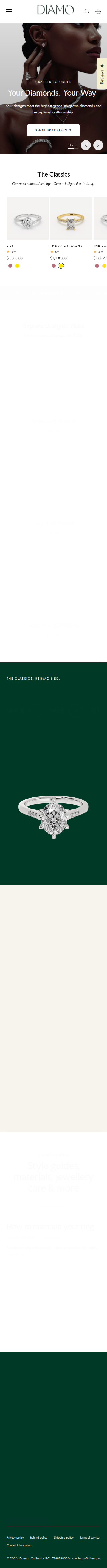 Diamo homepage mobile