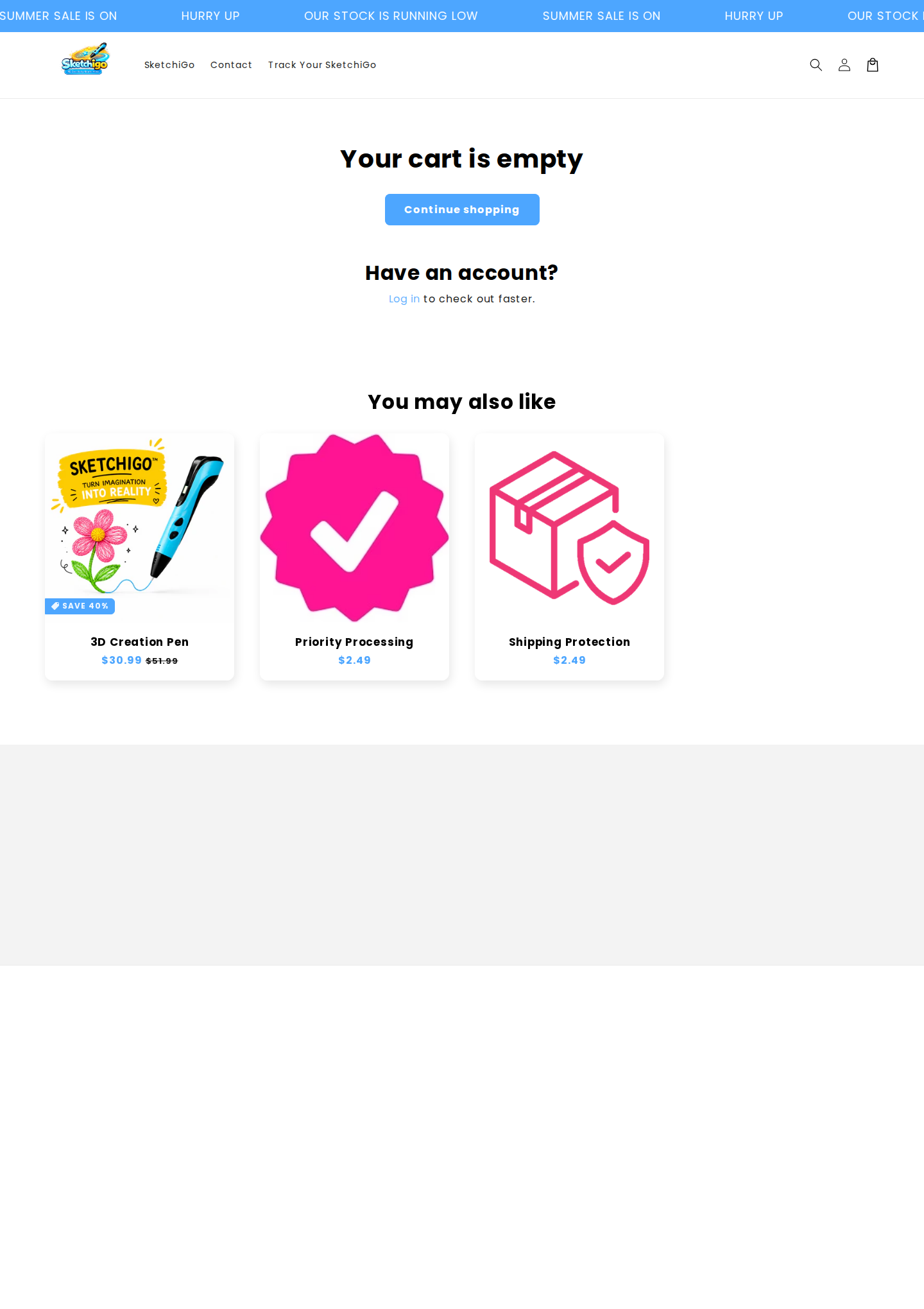 Cart page showing upsell items