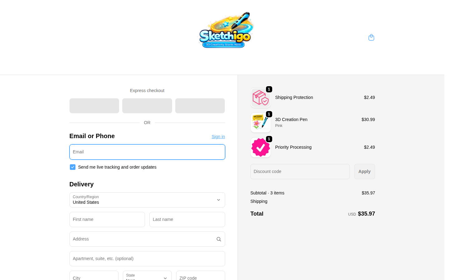 Shopify checkout page