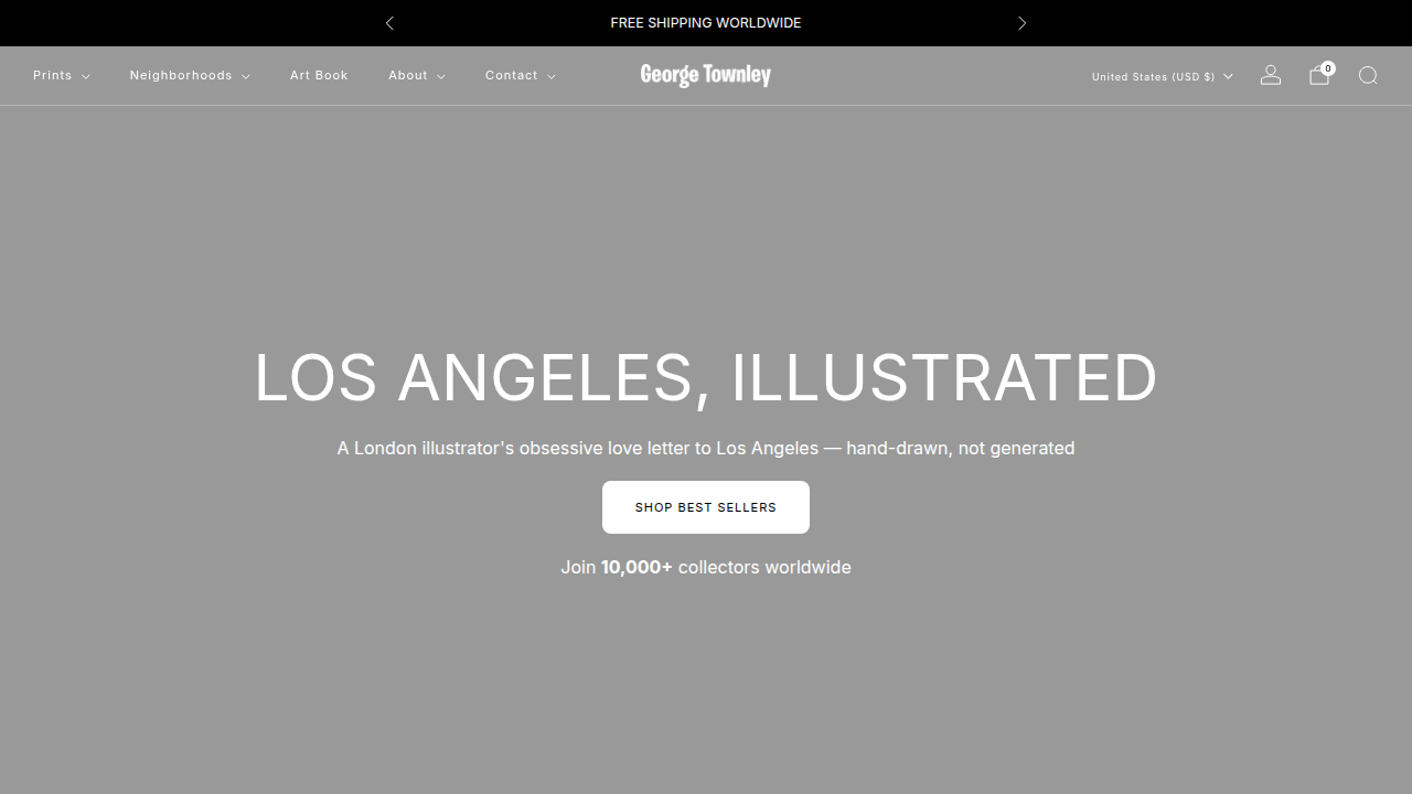 George Townley Store homepage