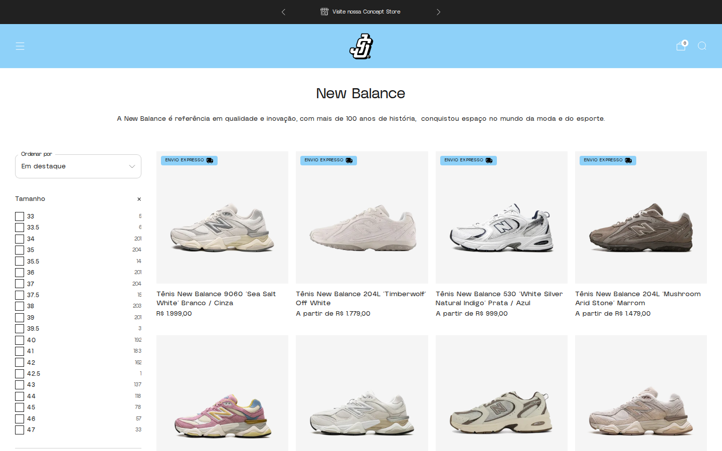 Página de coleção New Balance