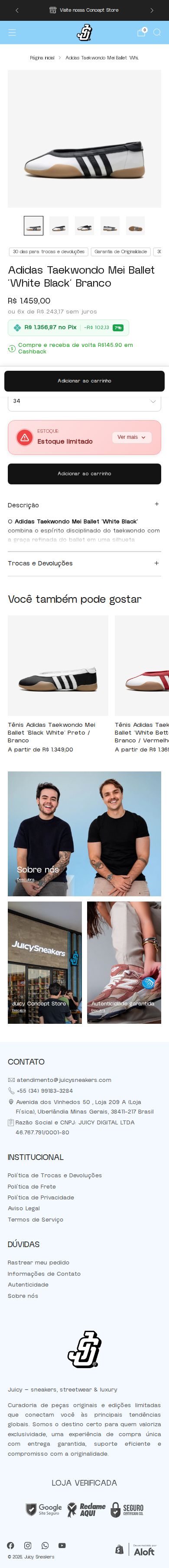 Página de produto mobile — Adidas Taekwondo Mei Ballet
