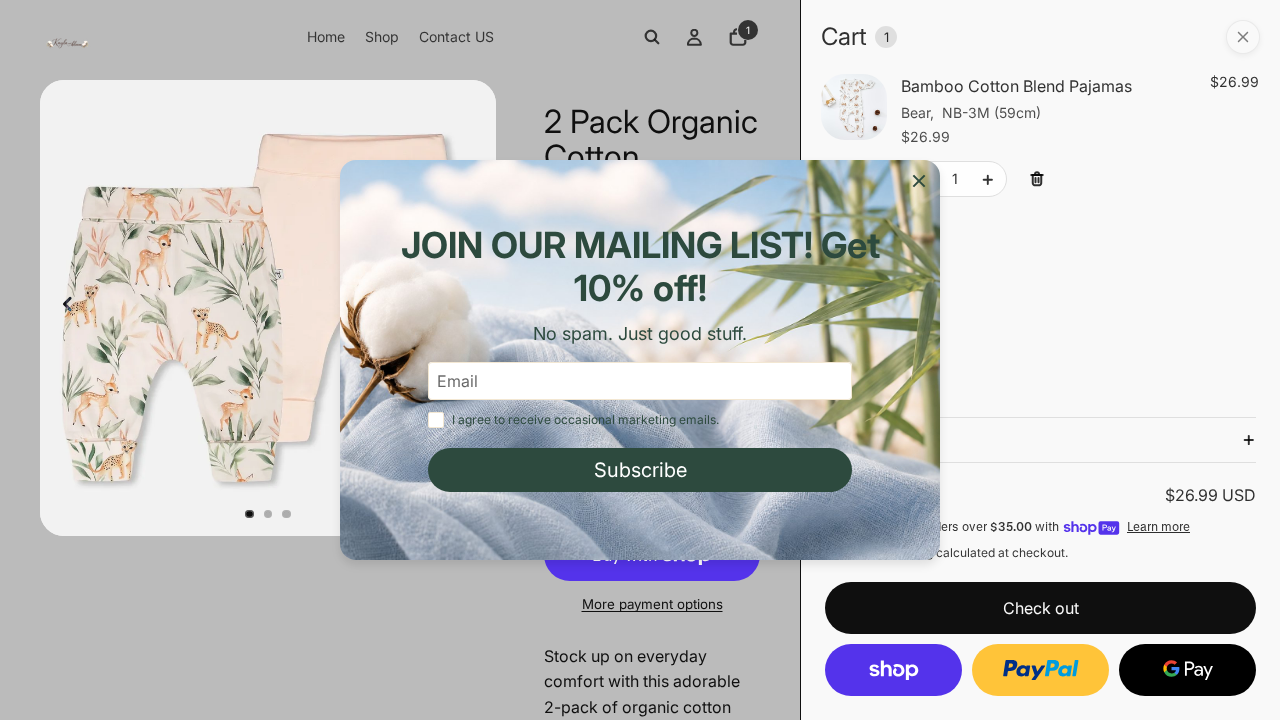 Product page — 2 Pack Organic Cotton Pants Peach