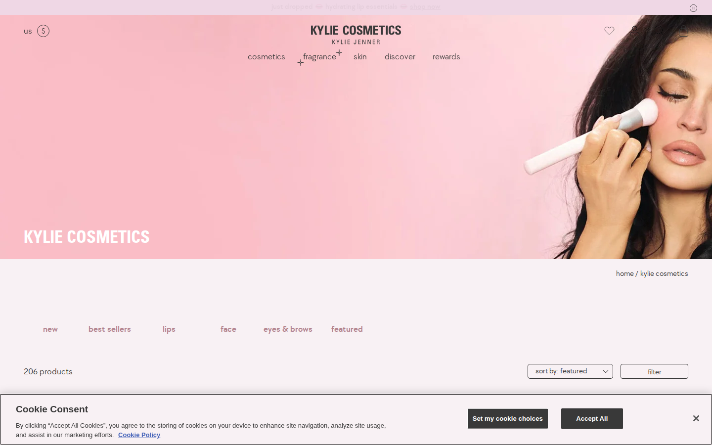 Kylie Cosmetics collection page screenshot