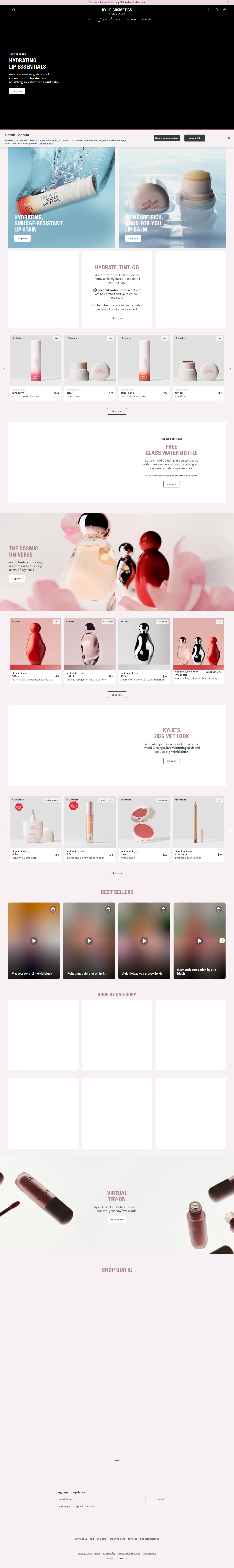 Kylie Cosmetics homepage desktop screenshot