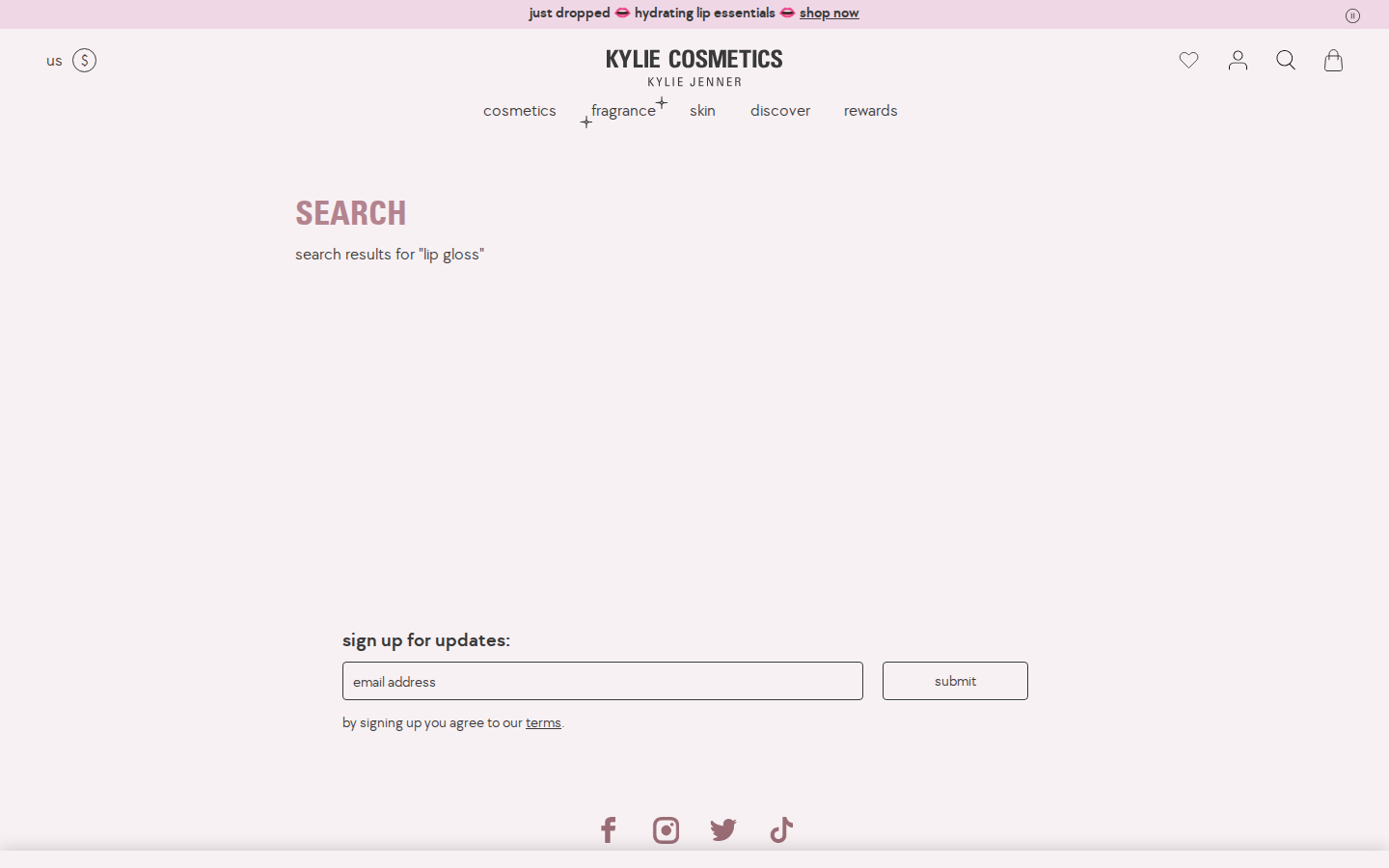 Kylie Cosmetics search results screenshot
