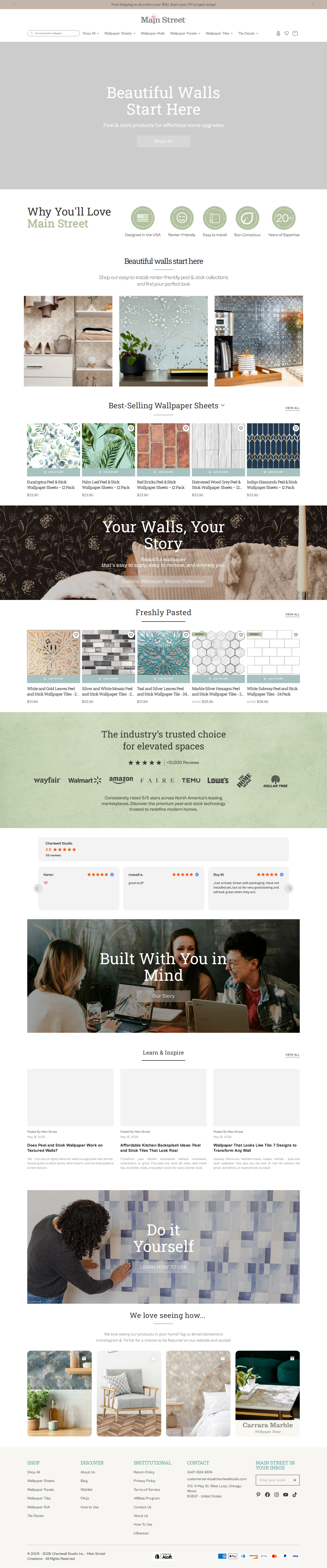 Main Street homepage — desktop