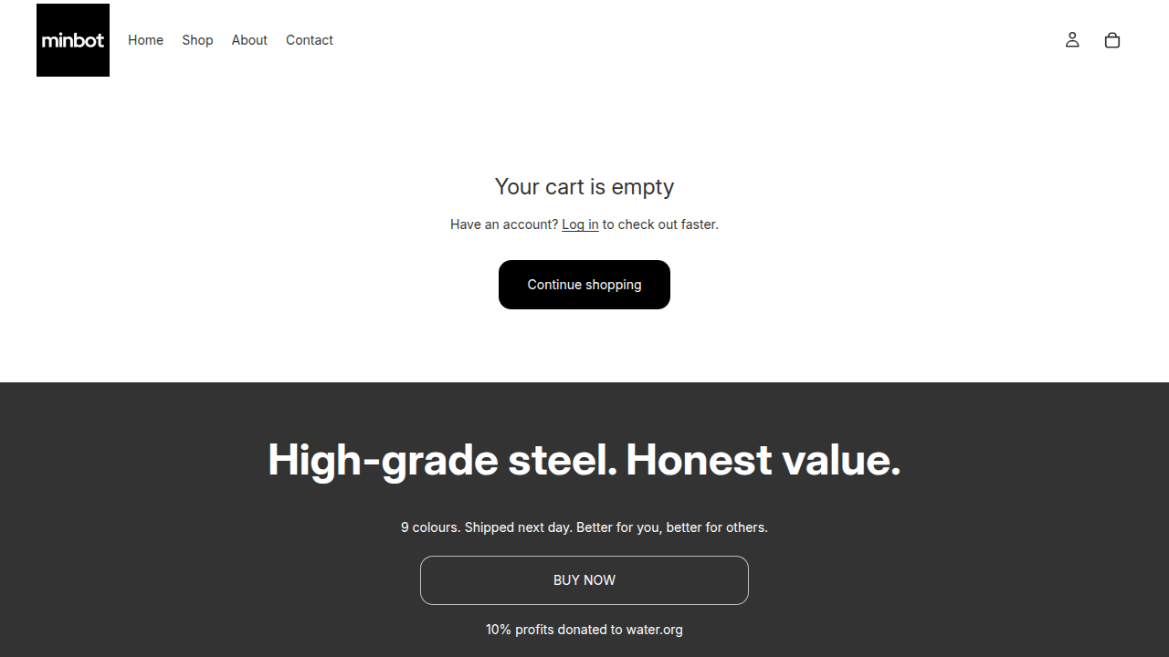 Minbot Cart Page