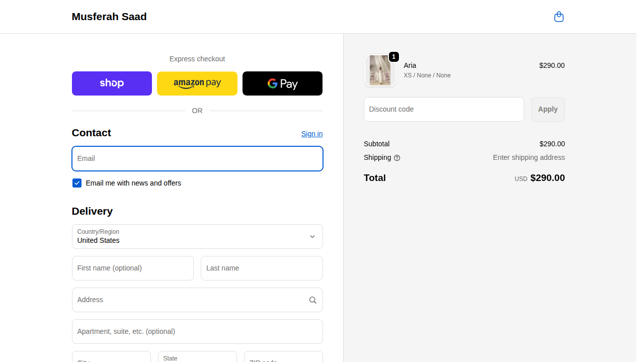 Shopify checkout page