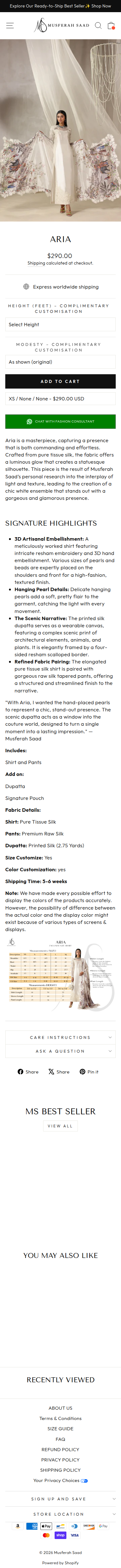 Product page on mobile