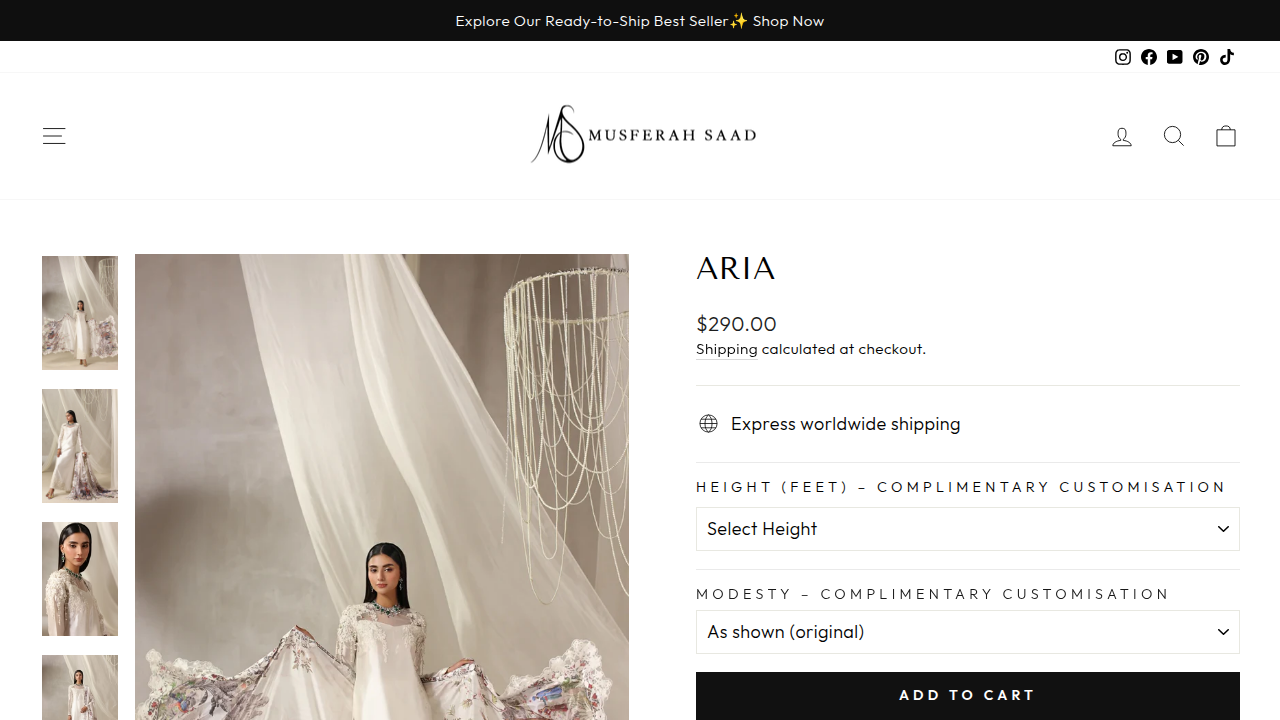 Aria product page — desktop