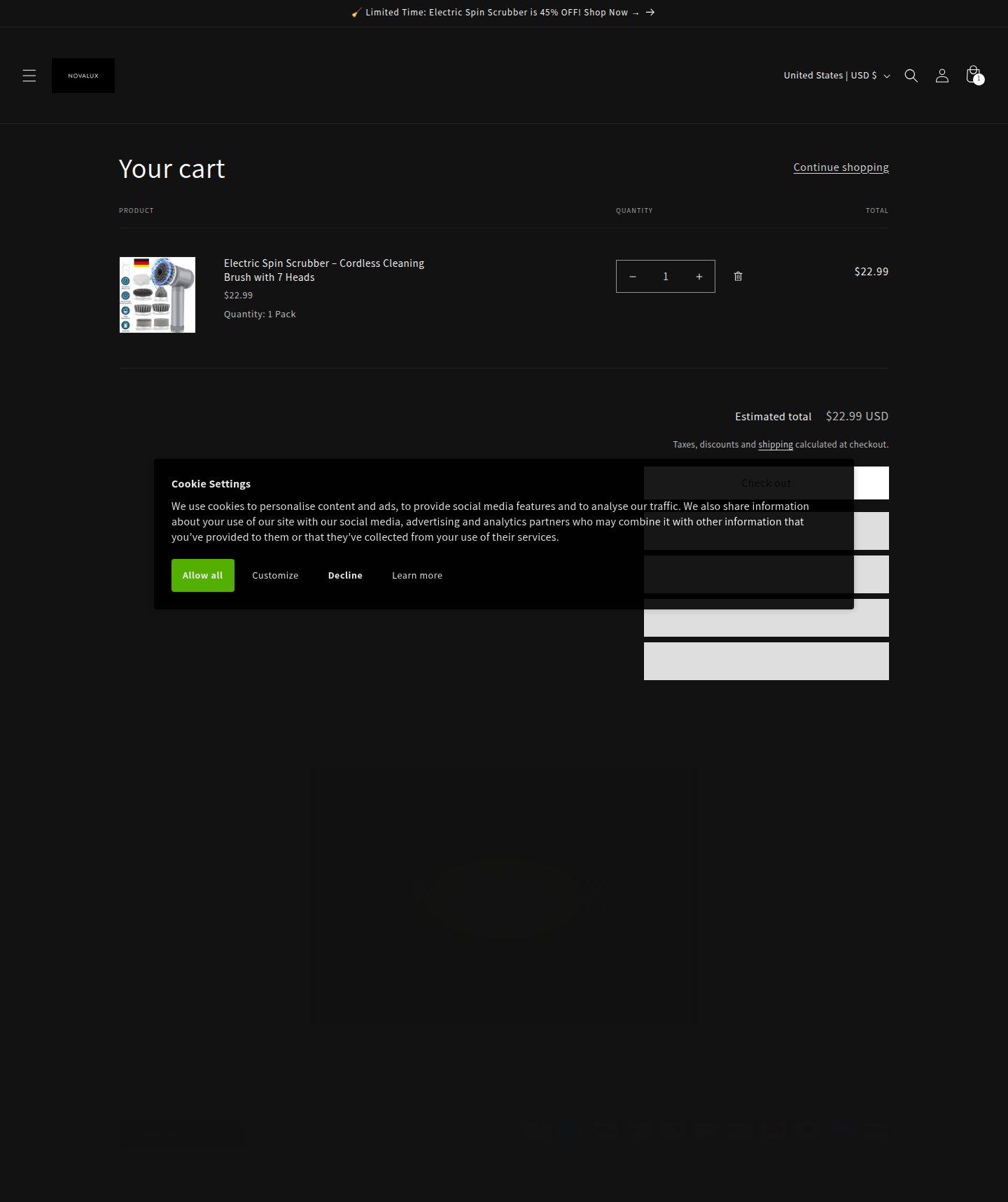 Cart page