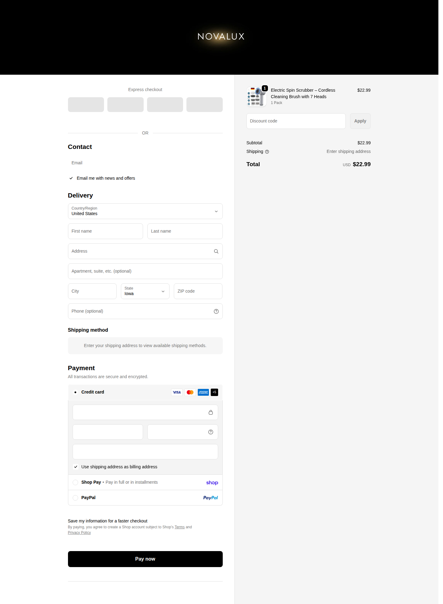 Checkout page