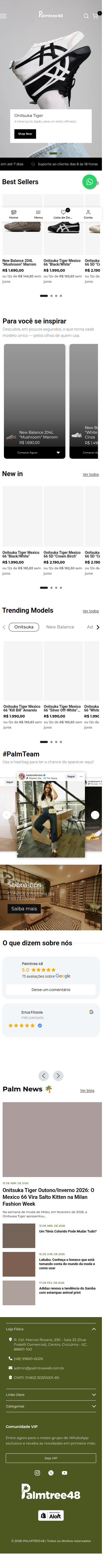 Homepage em dispositivo móvel — Palmtree 48