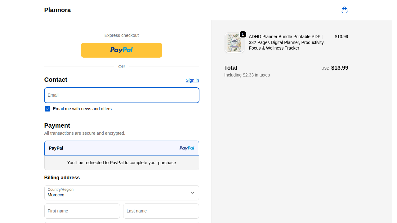Shopify checkout page