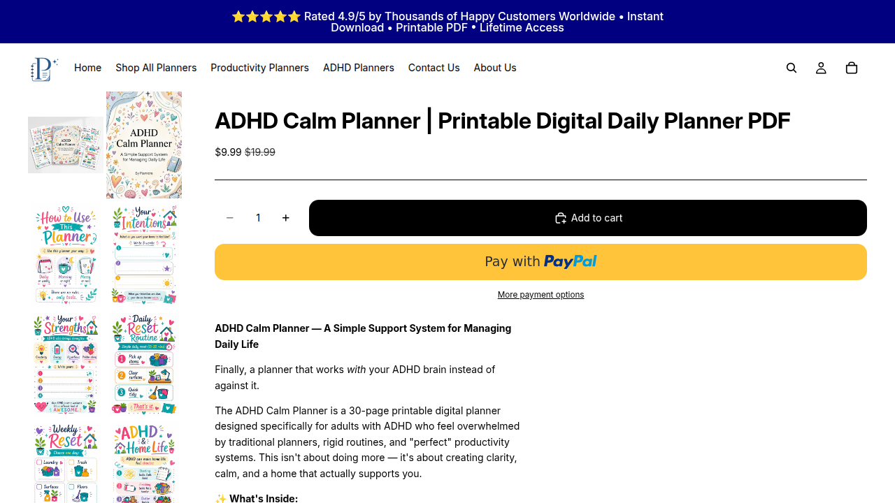 ADHD Calm Planner product page