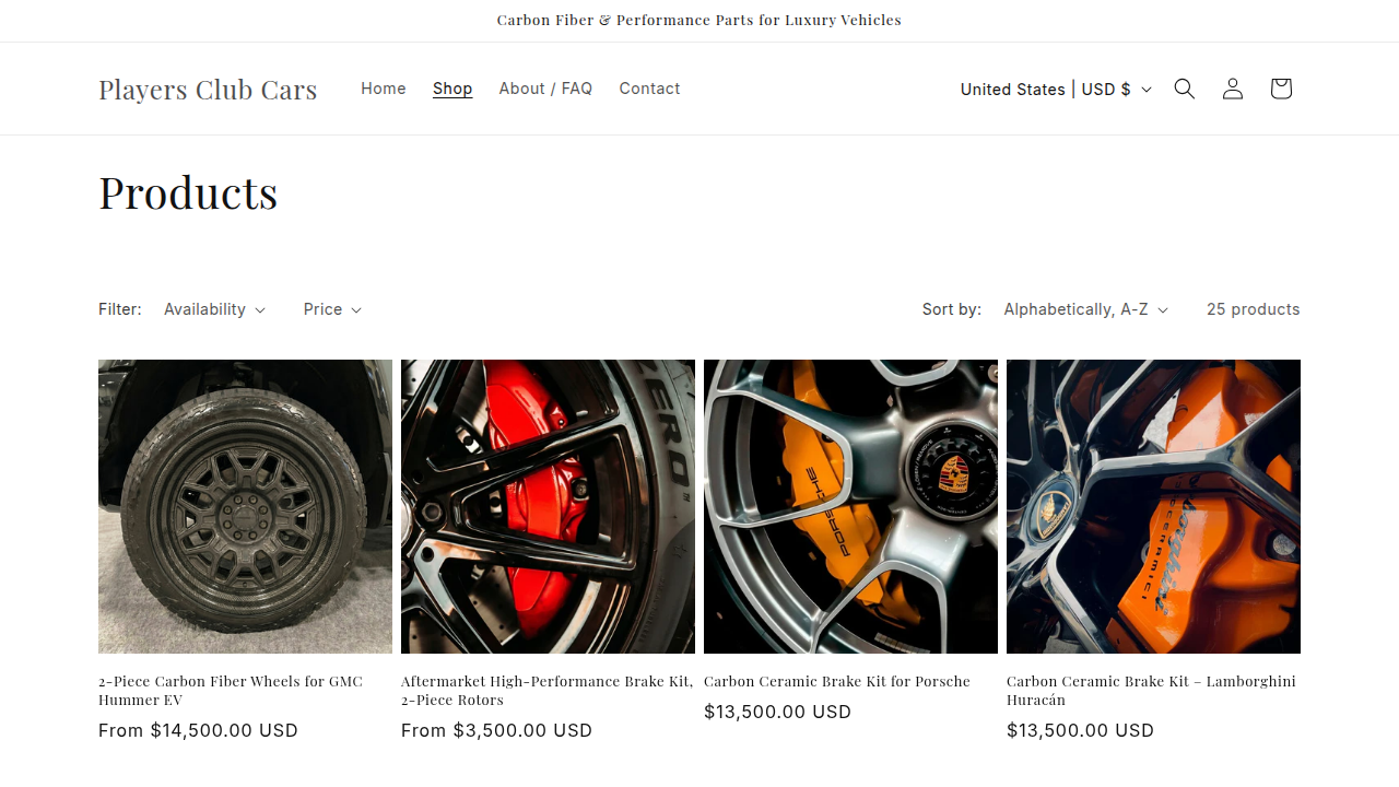 All products collection — Players Club Cars