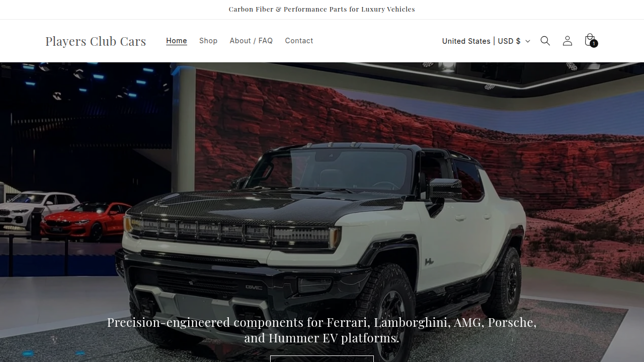 Players Club Cars homepage — desktop view