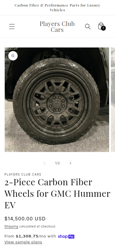 Product page on mobile — Hummer EV Wheels