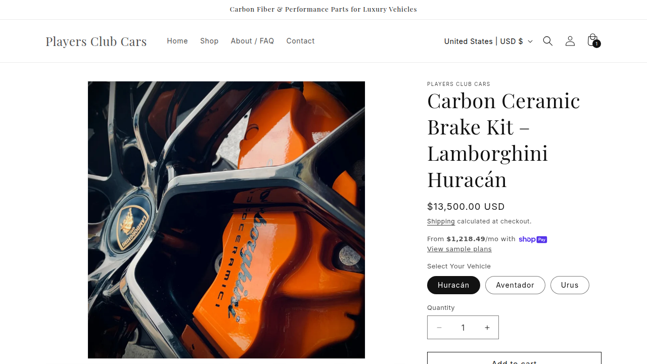 Carbon Ceramic Brake Kit for Lamborghini Huracán — product page