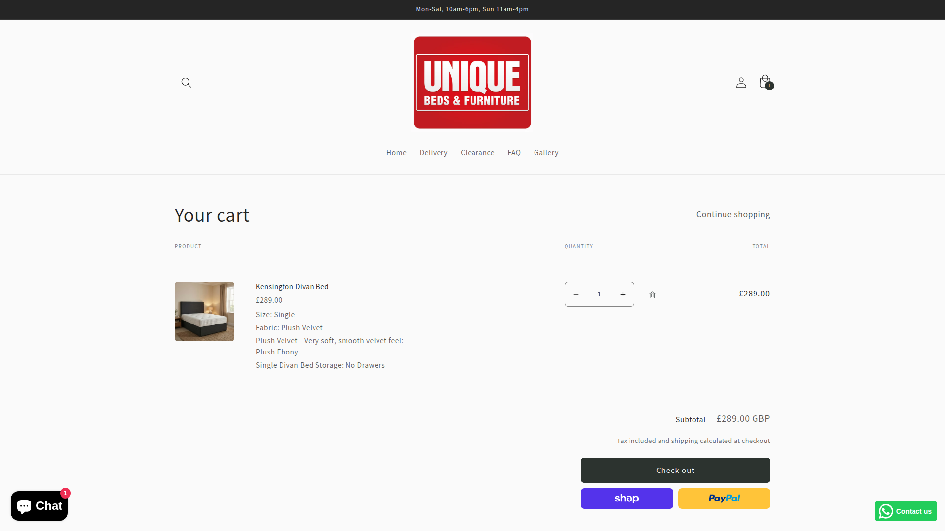 Cart with item screenshot