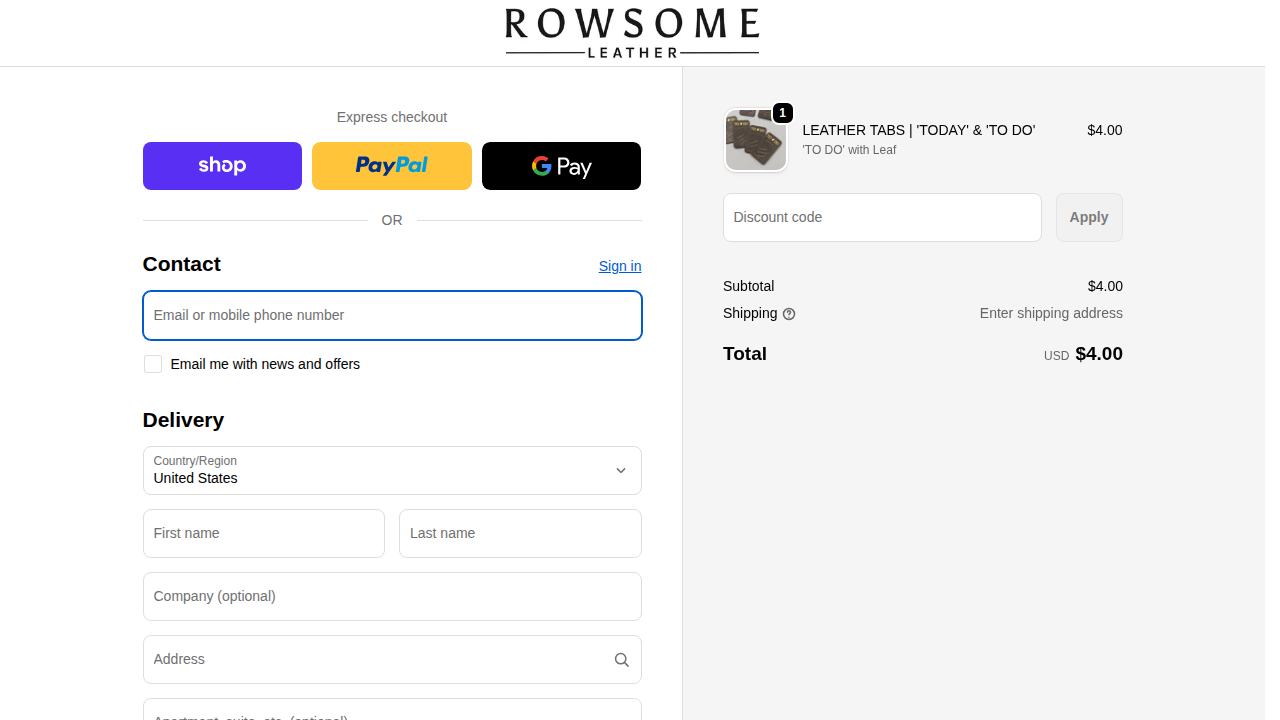 Checkout page — desktop