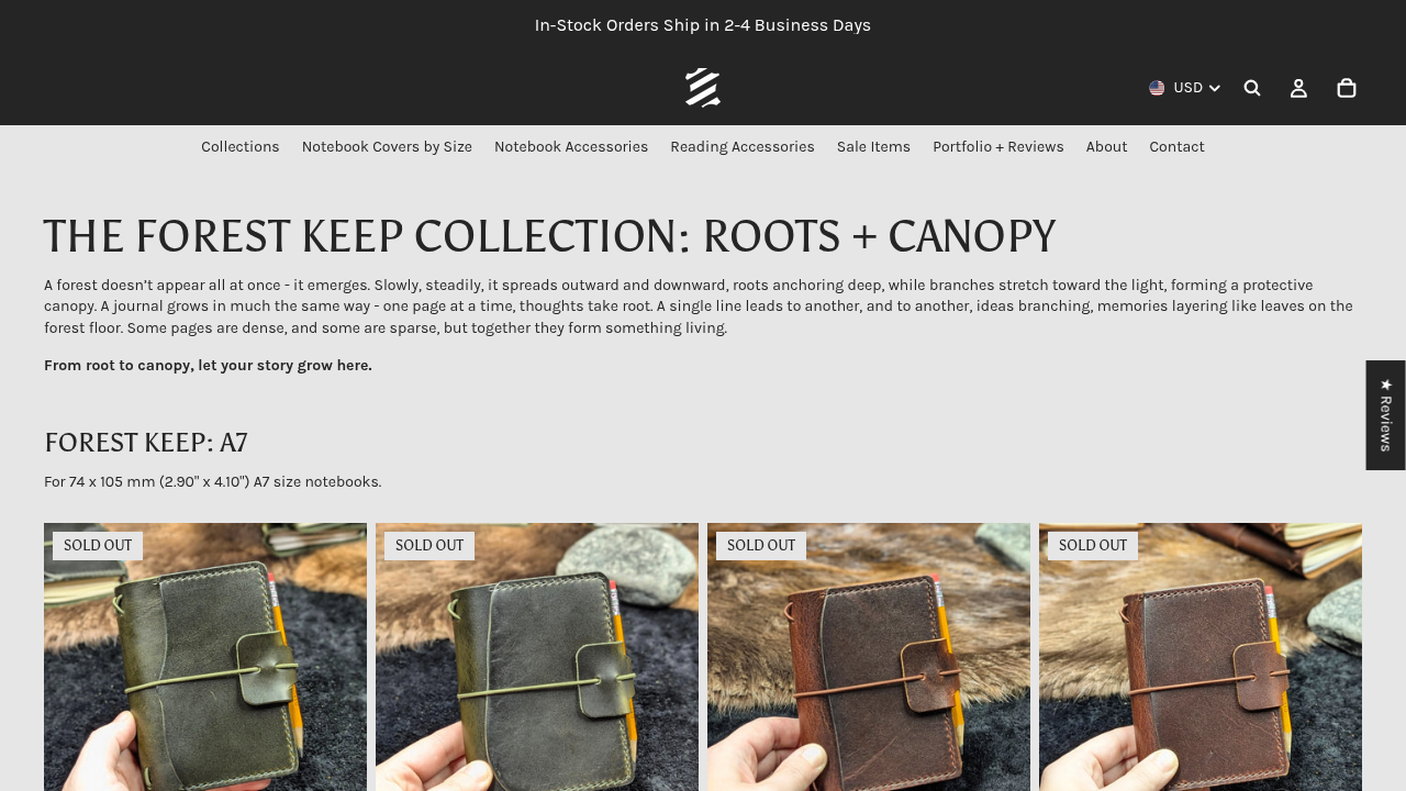 Forest Keep collection page — desktop