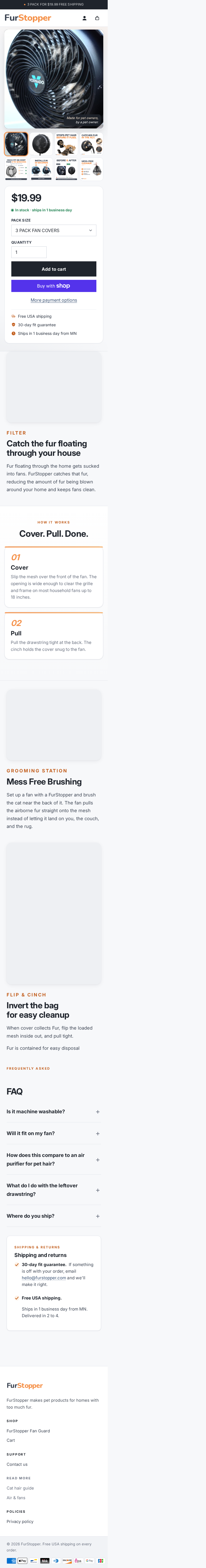 FurStopper homepage mobile screenshot