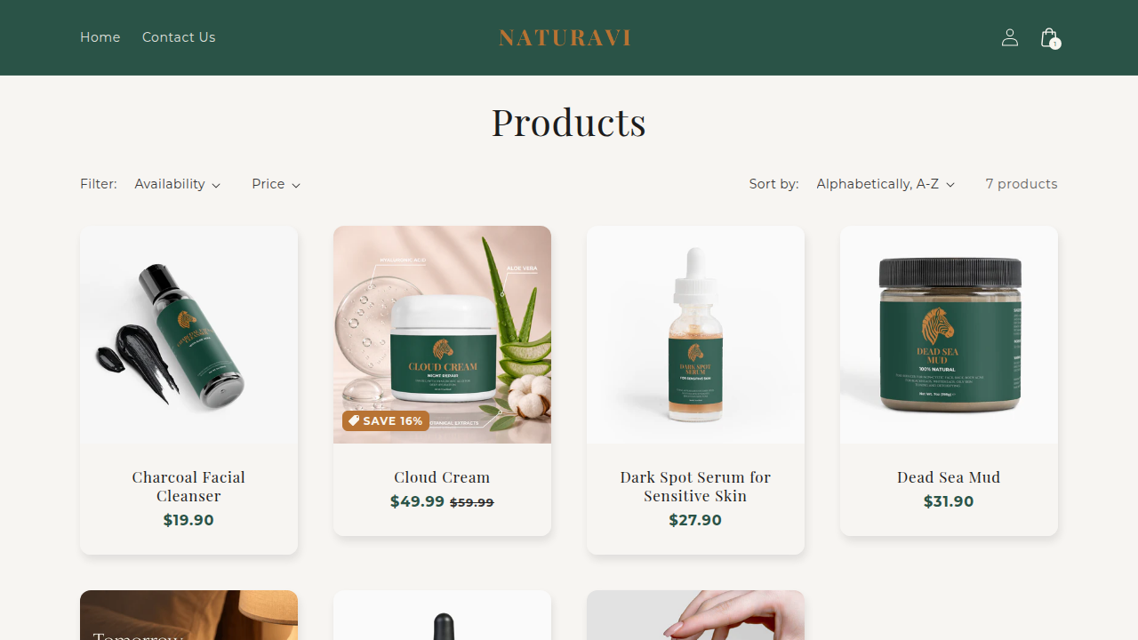 Naturavi all products collection page