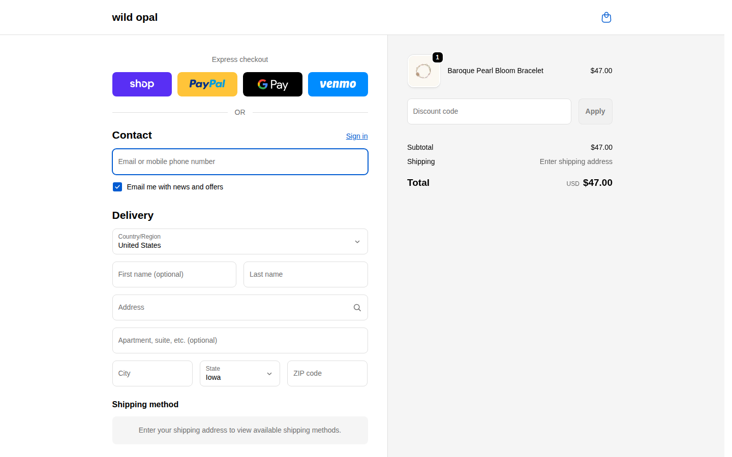 Checkout screenshot