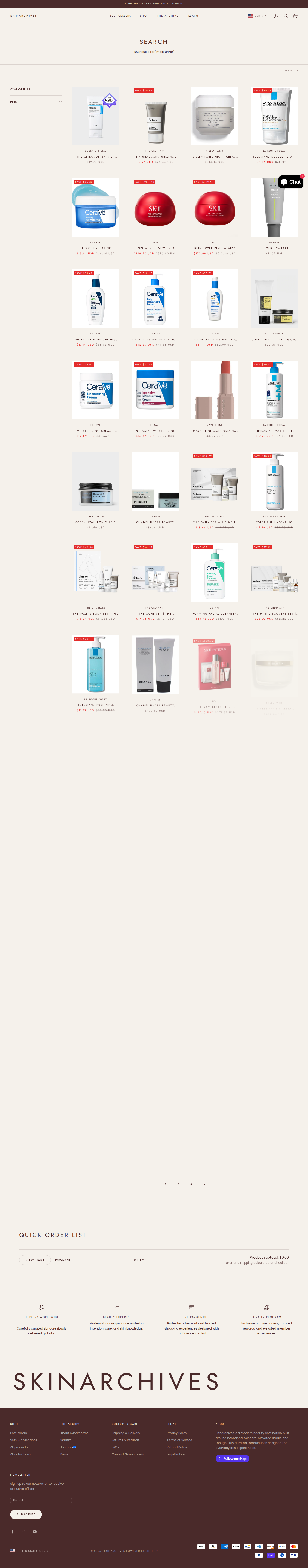 Search results page for 'moisturizer'