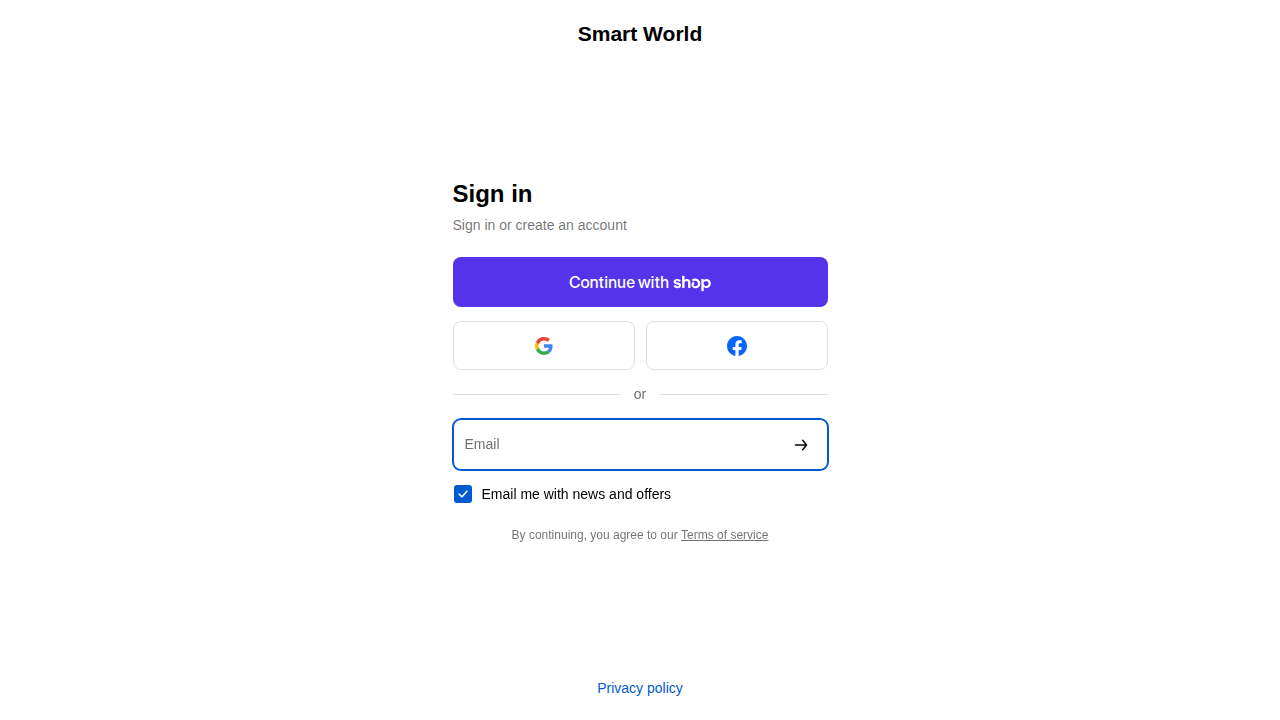 Checkout / login page