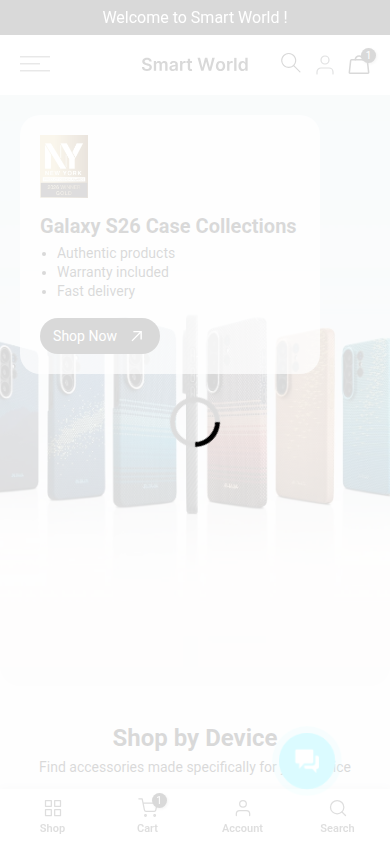 Smart World mobile homepage