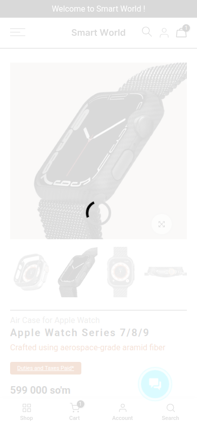 Product page on mobile