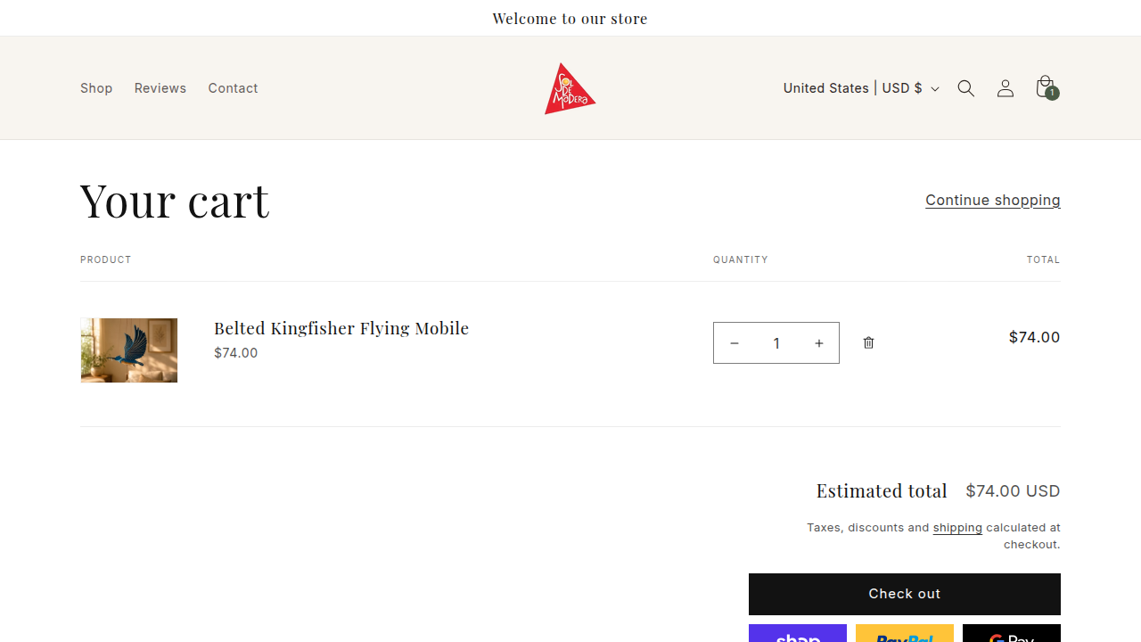 Cart page