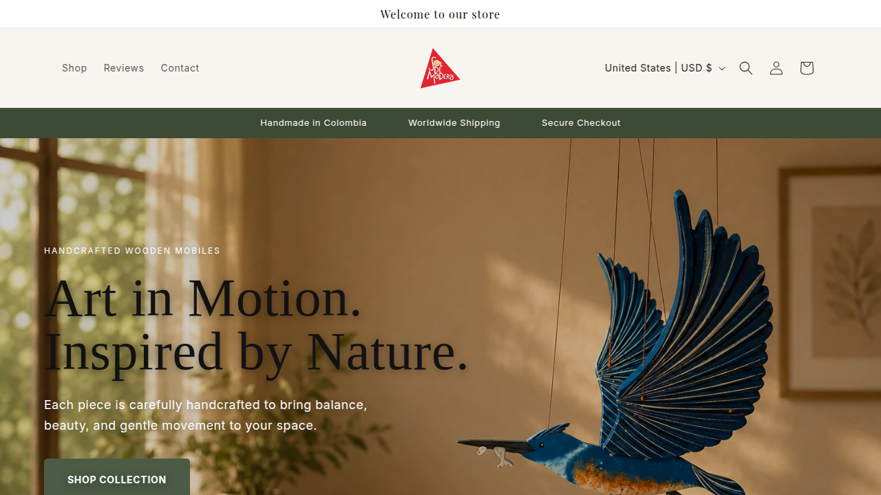 Sol de Madera homepage above the fold