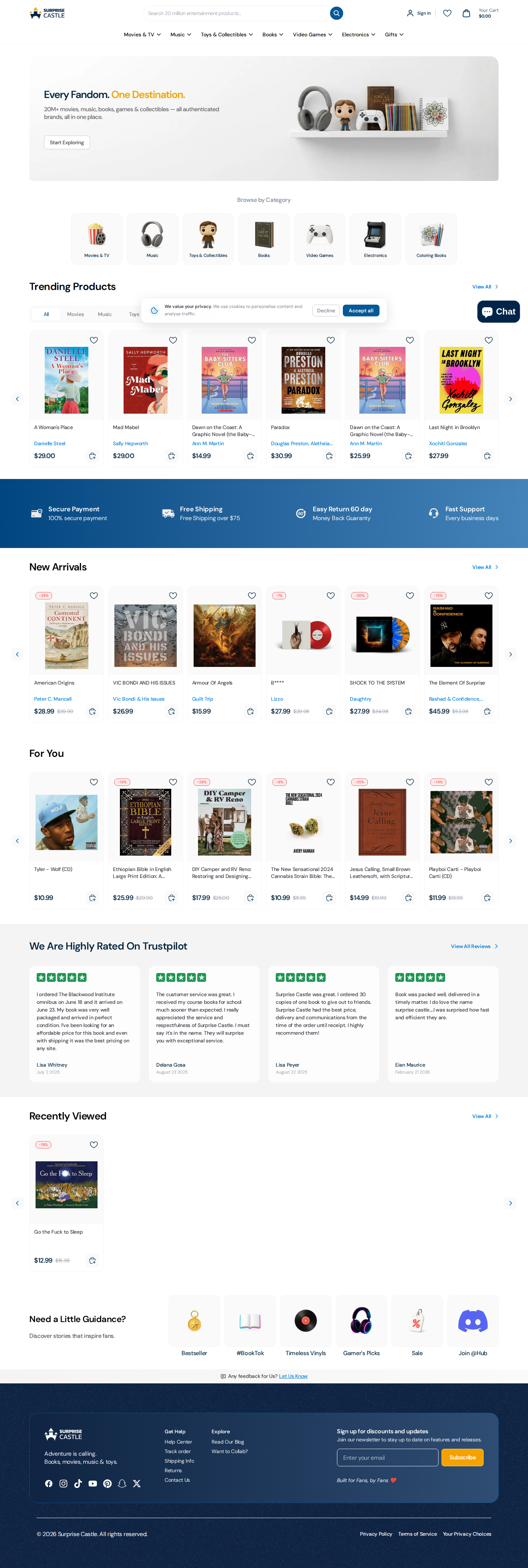 Surprise Castle homepage — desktop
