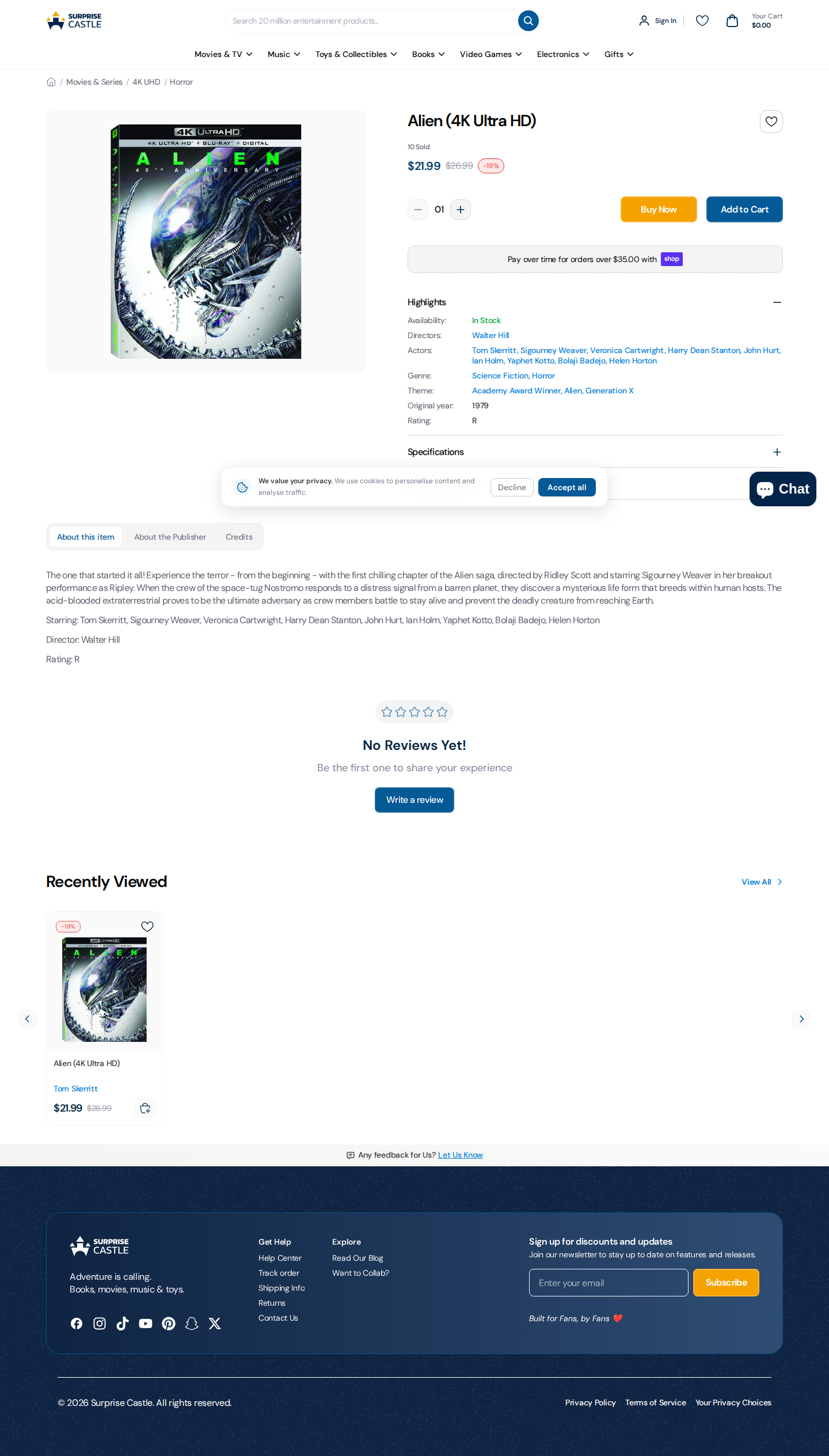 Alien 4K Ultra HD product page
