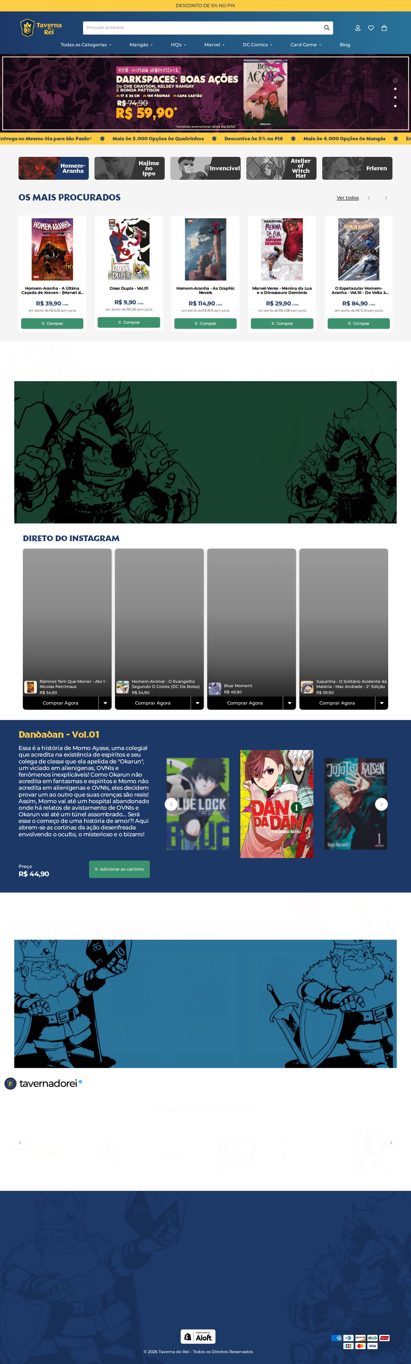 Homepage da Taverna do Rei — desktop